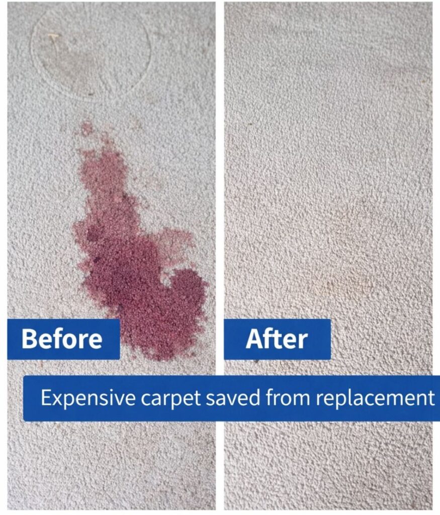 Carpet Cleaning Red wine before and after