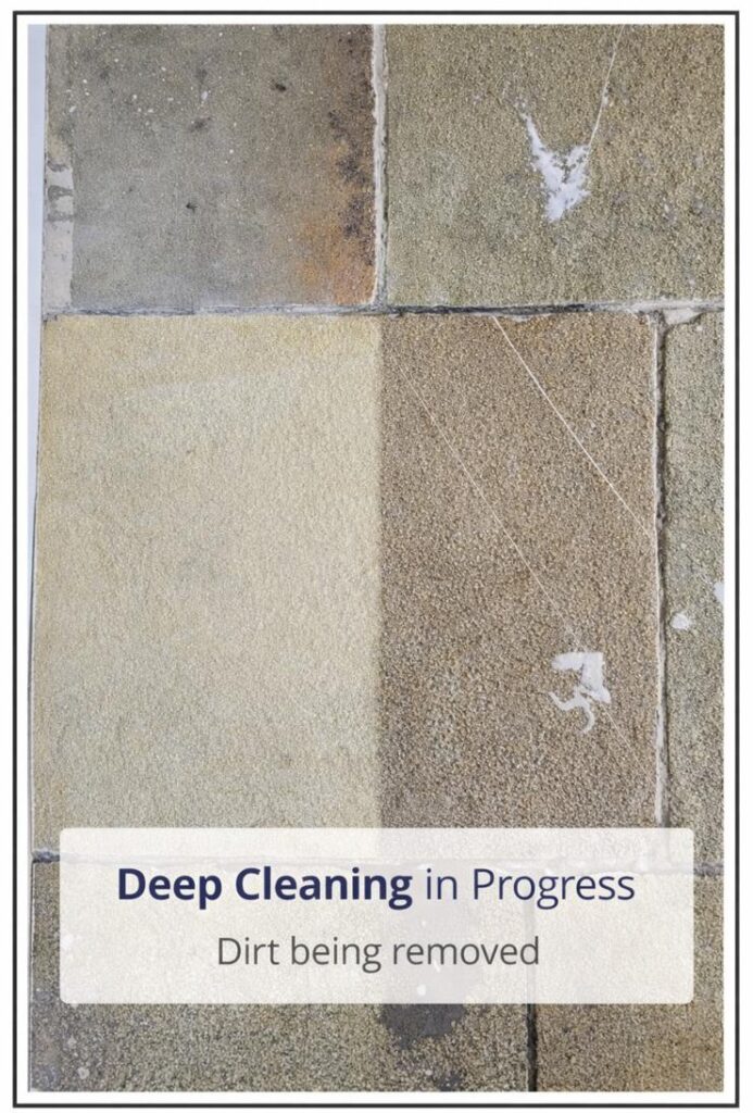 Deep Cleaning in Progress Dirt being removed